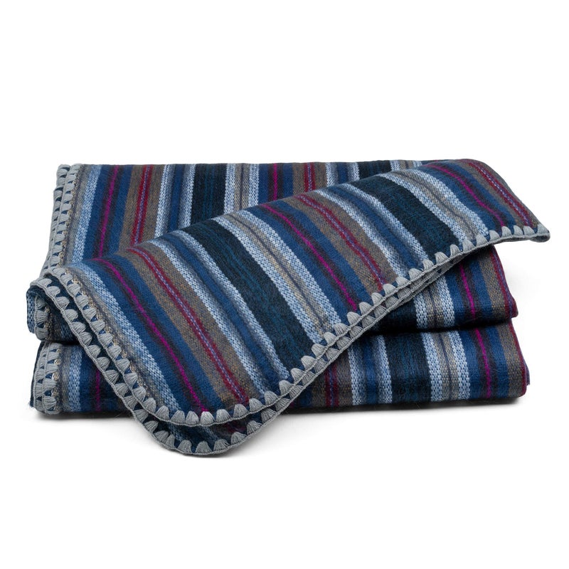 QISU Alpaca Wool Blanket Throw | Large, Beautiful, Warm, Variegated | 85 x 65 inches | Ultra-Soft, Hypoallergenic and Breathable | Non-Itchy or Scratchy (Deep Blue Splash) - Image 3